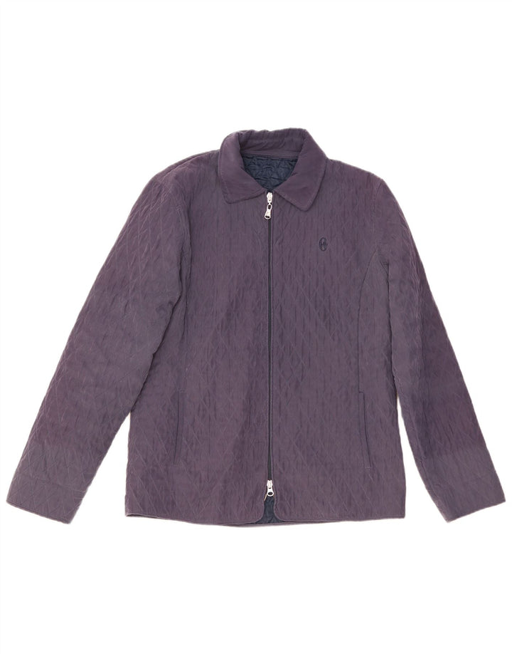 Conte of Florence Womens Quilted Jacket IT 46 Large Navy Blue