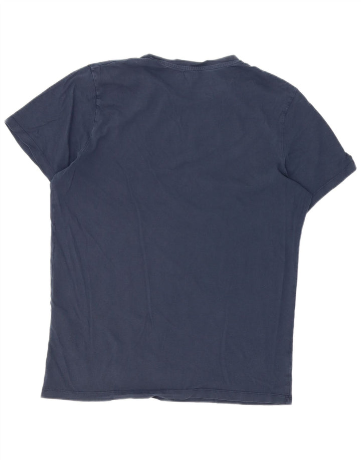 Jack & Jones Mens Graphic T-Shirt Top Medium Navy Blue Colourblock