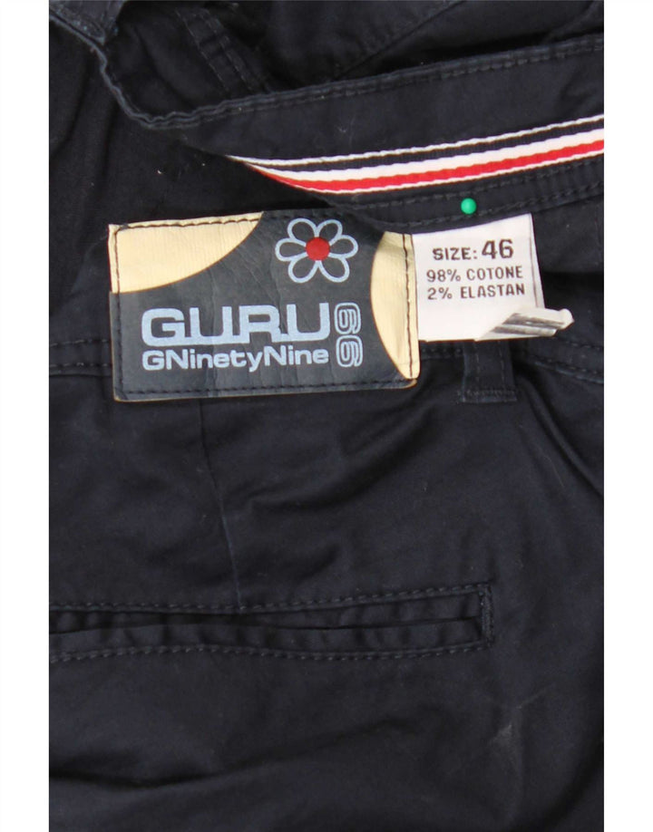 Guru Womens Chino Shorts IT 46 Large W34 Navy Blue Cotton