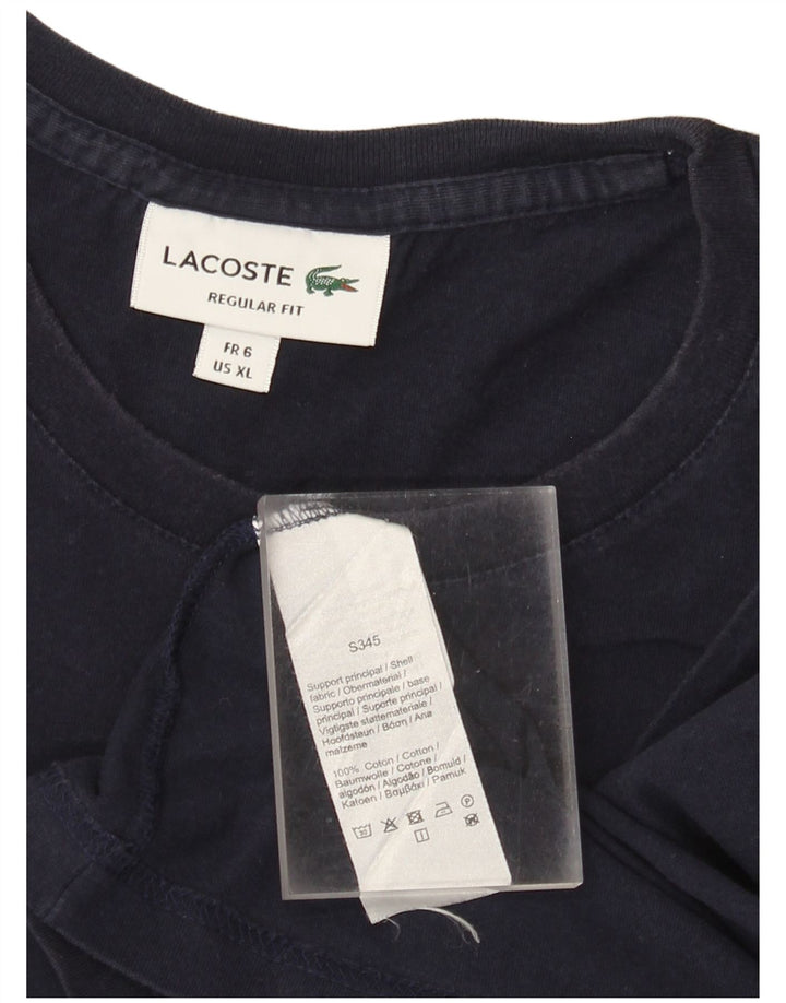 Lacoste Mens Regular Fit T-Shirt Top Size 6 XL Navy Blue Cotton