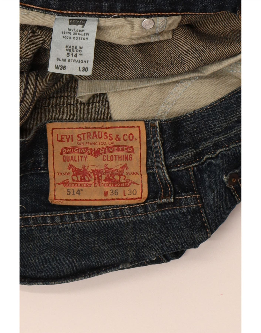 Levi's Mens 514 Slim Straight Jeans W36 L30 Blue Cotton