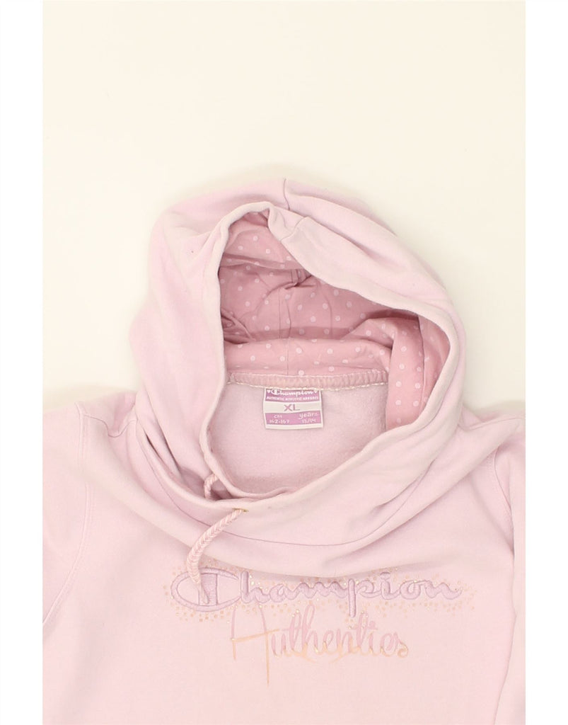 CHAMPION Girls Hoodie Jumper 13-14 Years XL Pink Cotton | Vintage Champion | Thrift | Second-Hand Champion | Used Clothing | Messina Hembry 