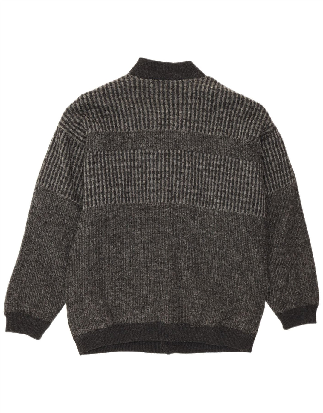 Settebello Mens Cardigan Sweater Medium Grey Geometric Acrylic Retro