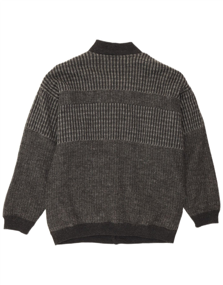 Settebello Mens Cardigan Sweater Medium Grey Geometric Acrylic Retro