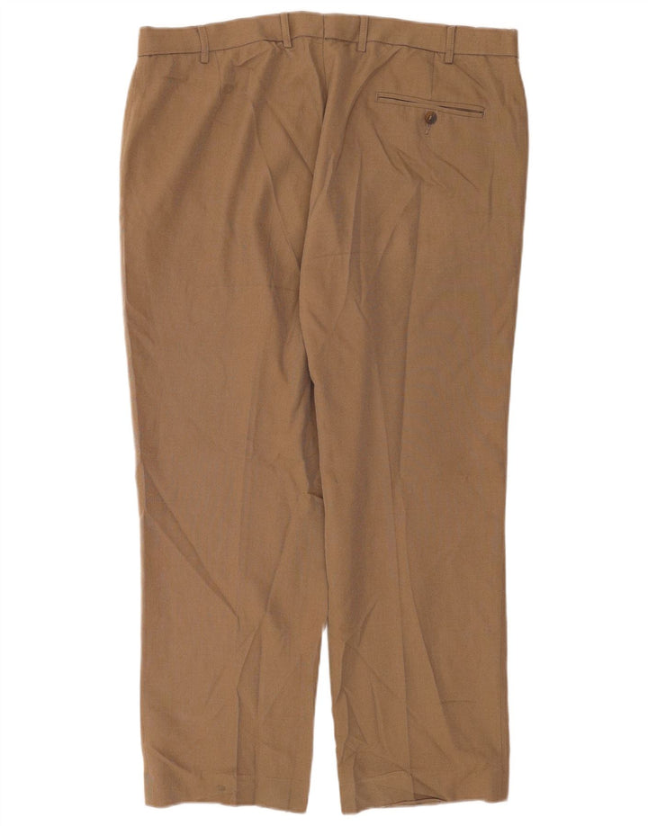 Marks & Spencer Mens Regular Fit Suit Trousers W38 L29 Beige Polyester