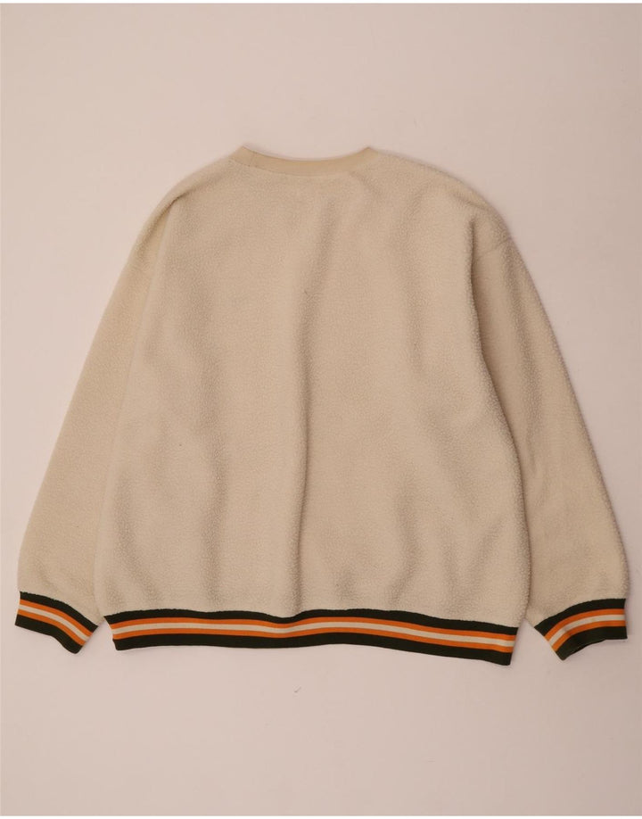 Levi's Mens Relaxed Fit Fleece Jumper 2XL Off White Striped Polyester