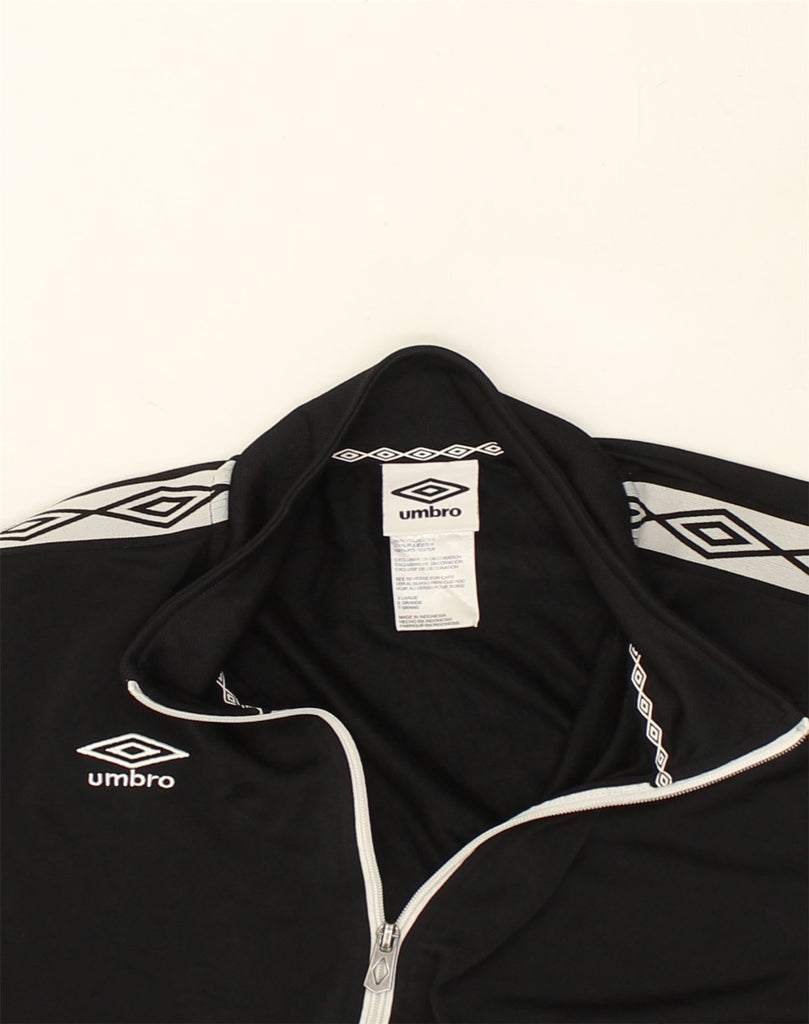 UMBRO Womens Graphic Tracksuit Top Jacket UK 18 XL Black Polyester | Vintage Umbro | Thrift | Second-Hand Umbro | Used Clothing | Messina Hembry 