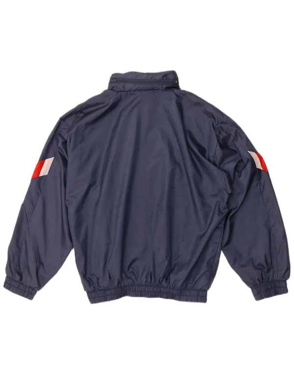 Vintage Womens Tracksuit Top Jacket UK 16 Large Navy Blue Colourblock