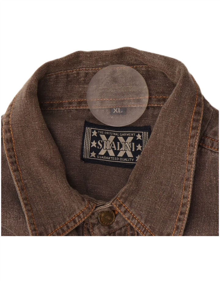 Vintage Mens Denim Shirt XL Brown