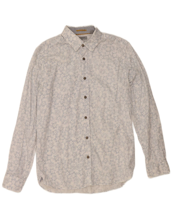 Ted Baker Mens Shirt Size 3 Medium White Floral Cotton