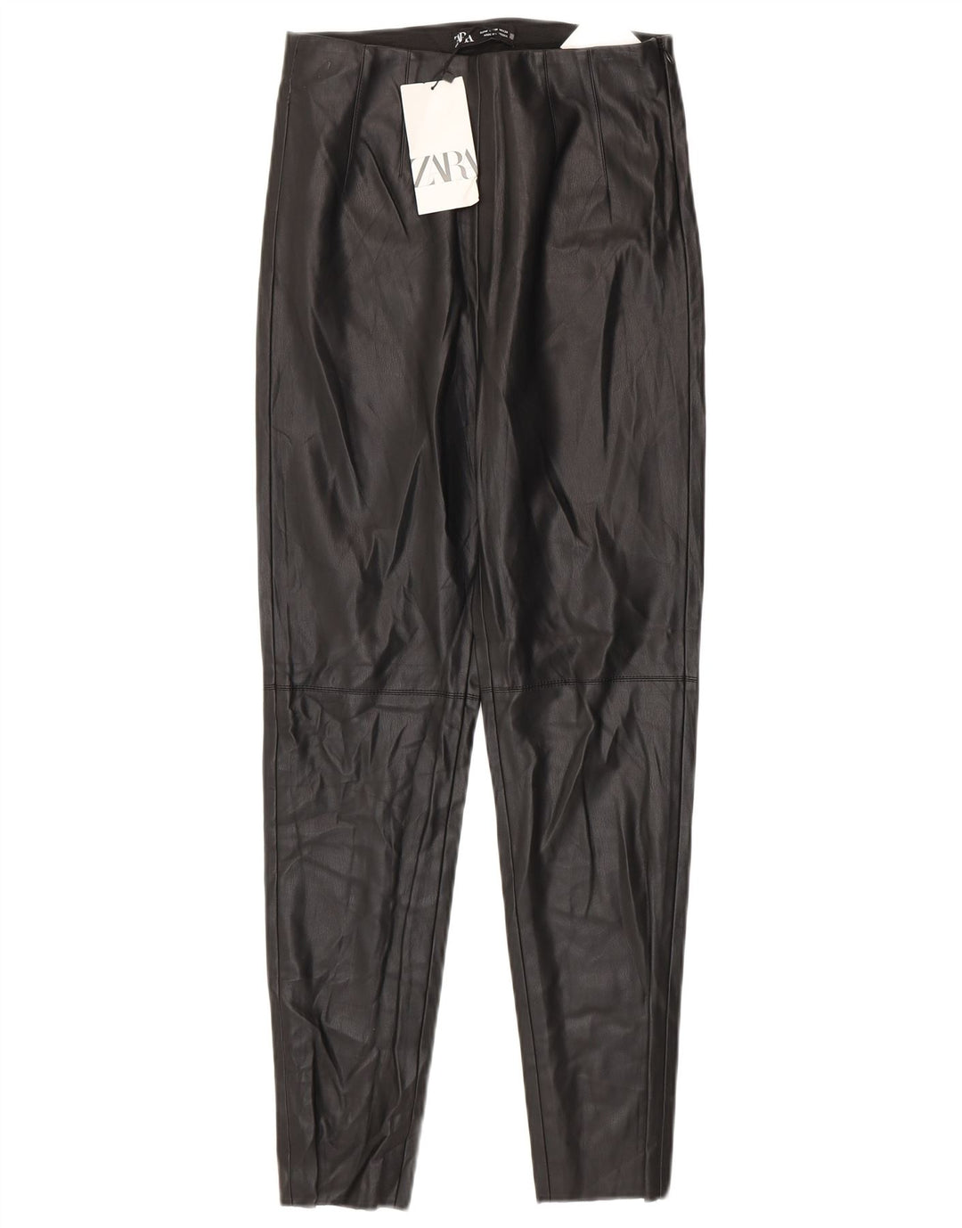 Zara Womens Faux Leather Leggings Medium W28 L27 Black Polyurethane