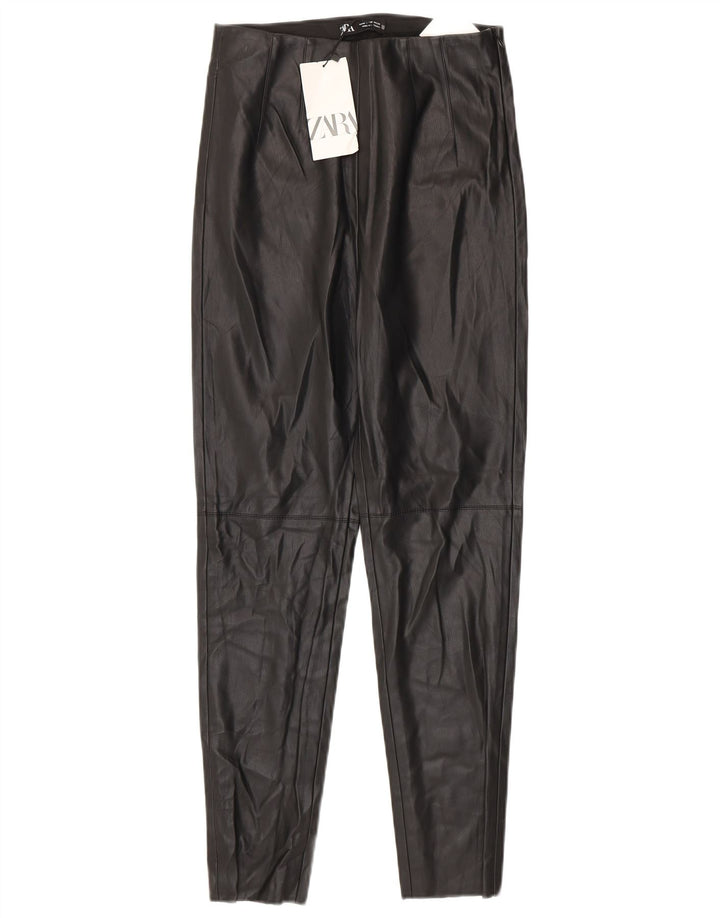 Zara Womens Faux Leather Leggings Medium W28 L27 Black Polyurethane