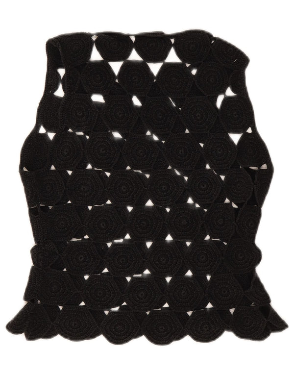 Max & Co. Womens Sleeveless Crochet Crop Top UK 10 Small Black