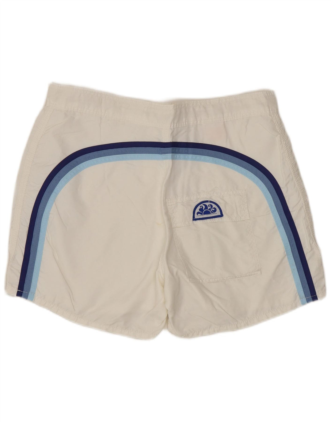 SUNDEK Mens Swimming Shorts Medium White Striped Nylon