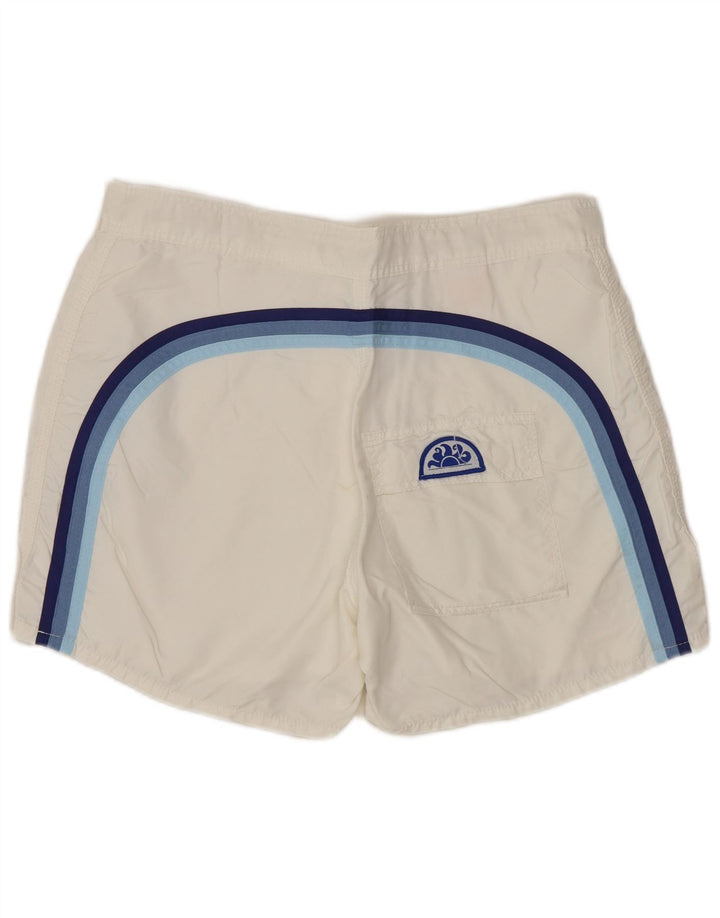 SUNDEK Mens Swimming Shorts Medium White Striped Nylon