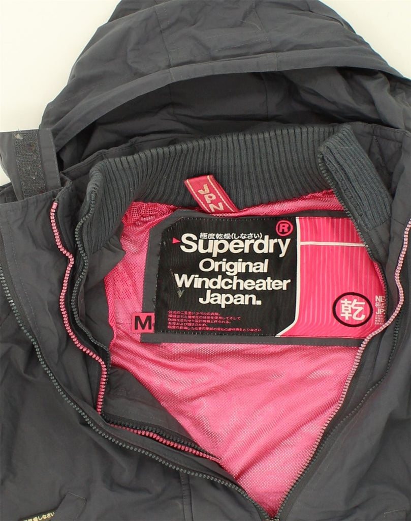 SUPERDRY Womens The Windcheater Hooded Rain Jacket UK 14 Medium Grey | Vintage Superdry | Thrift | Second-Hand Superdry | Used Clothing | Messina Hembry 