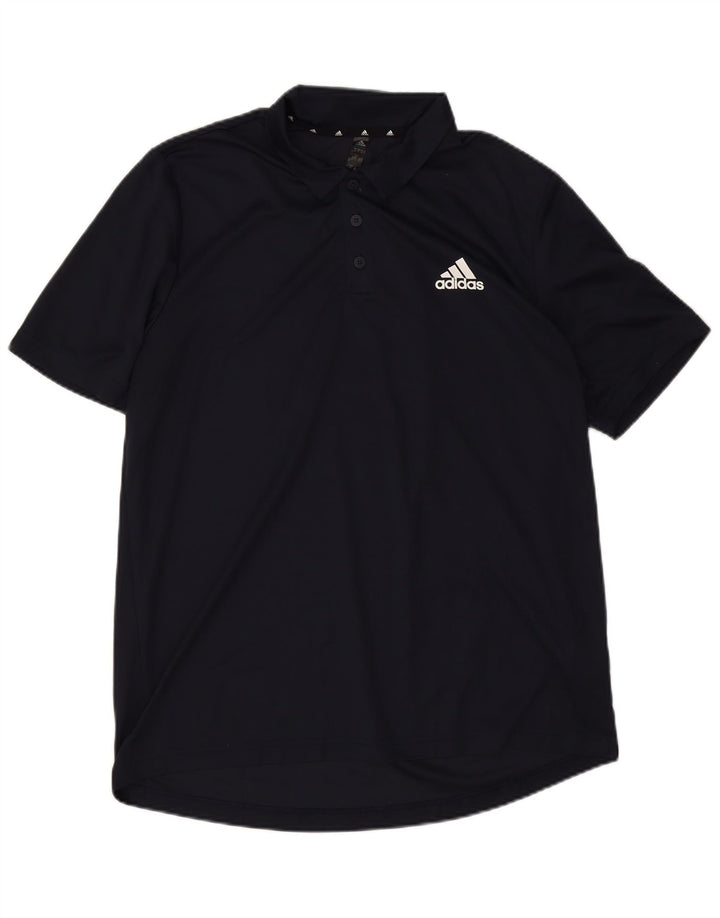 Adidas Mens Aeroready Polo Shirt Large Navy Blue Polyester