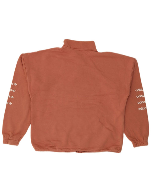 Adidas Womens Oversized Graphic Sweatshirt Jumper UK 12 Medium Orange