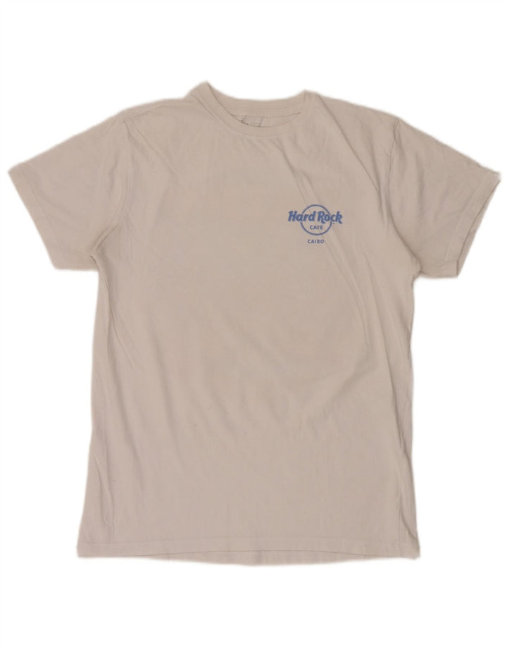 Hard Rock Cafe Mens Cairo Graphic T-Shirt Top Medium White Cotton