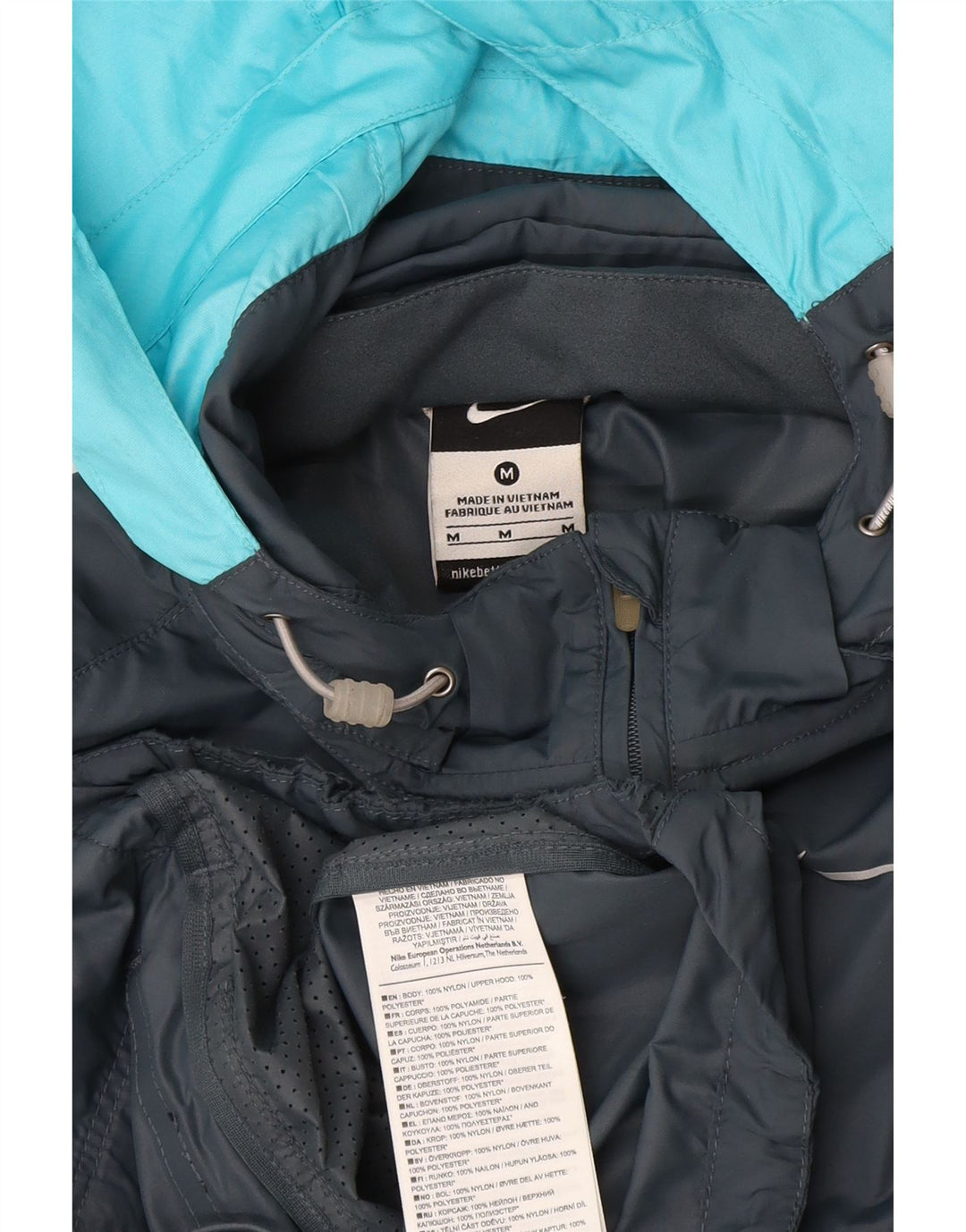 Nike Womens Hooded Rain Jacket UK 12 Medium Grey Colourblock Nylon