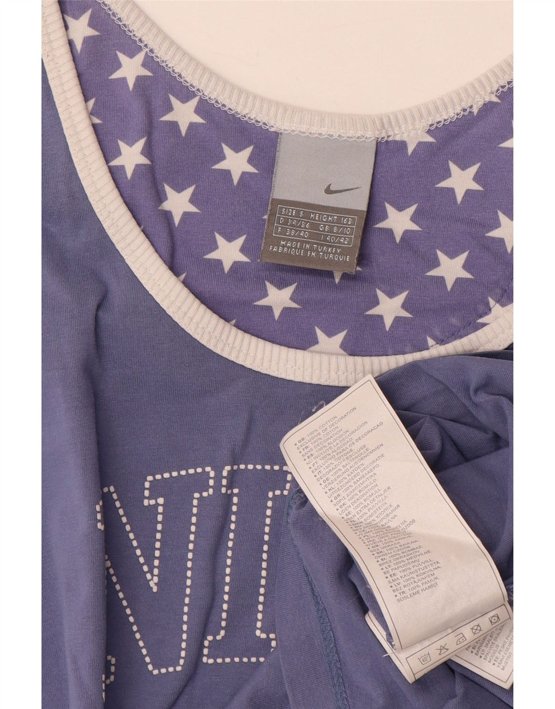 Nike Womens Crop Graphic Vest Top UK 8/10 Small Blue Cotton