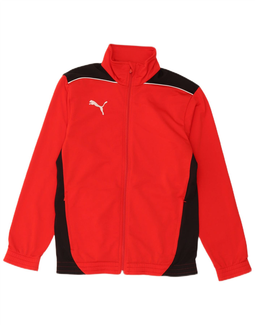 PUMA Boys Tracksuit Top Jacket 13-14 Years Red Colourblock Polyester