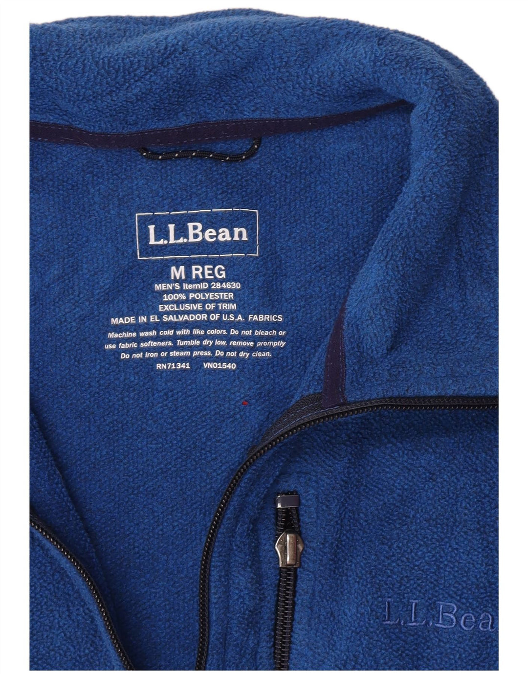 L.L.Bean Mens Fleece Jacket UK 38 Medium Blue Polyester