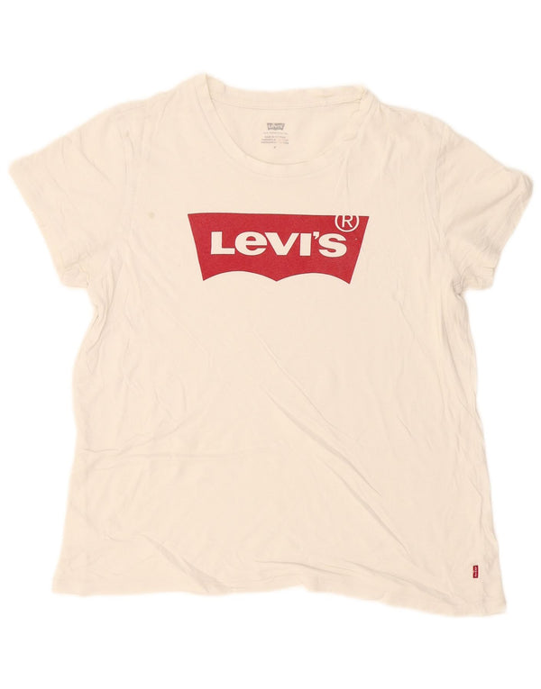 Levi's Womens Graphic T-Shirt Top UK 14 Medium White