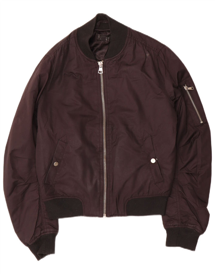 Topshop Womens Bomber Jacket UK 8 Small  Black Polyester
