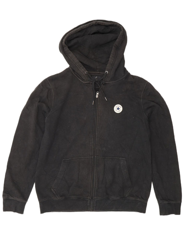 Converse Mens Chuck Taylor Loose Fit Zip Hoodie Sweater Small Black Cotton