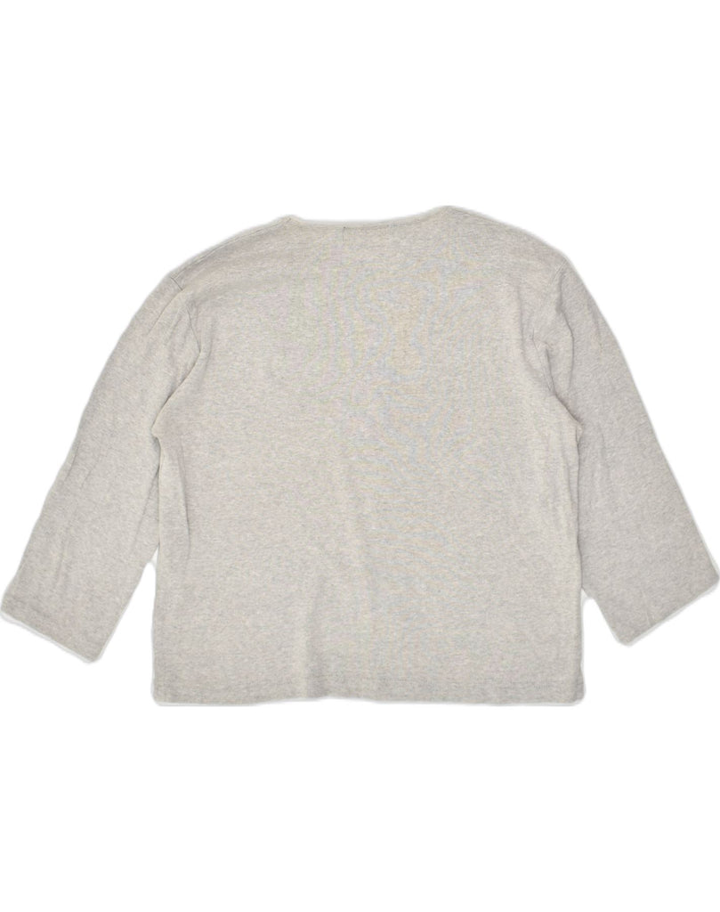 RALPH LAUREN Womens Petite Top 3/4 Sleeve UK 16 Large Grey Cotton | Vintage Ralph Lauren | Thrift | Second-Hand Ralph Lauren | Used Clothing | Messina Hembry 