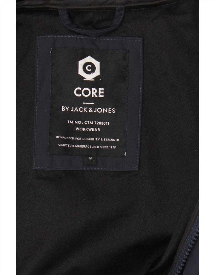Jack & Jones Mens Hooded Bomber Jacket UK 38 Medium Navy Blue