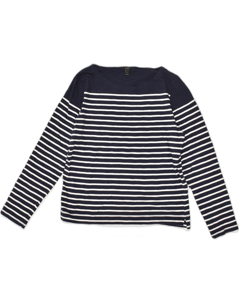 J. CREW Womens Top Long Sleeve UK 14 Large Navy Blue Striped Cotton | Vintage J. Crew | Thrift | Second-Hand J. Crew | Used Clothing | Messina Hembry 