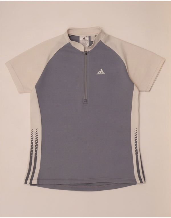 Adidas Womens T-Shirt Top UK 16 Large Grey Colourblock Polyester