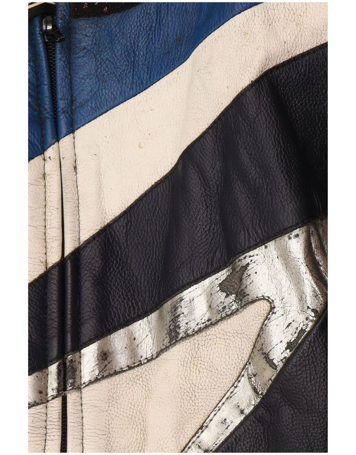 Spidi Mens Leather Racer Jacket IT 54 Large Black Colourblock Leather