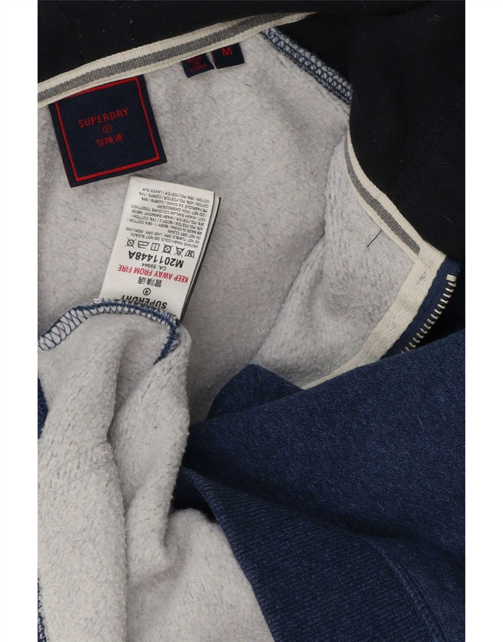 Superdry Mens Zip Hoodie Sweater Medium Blue Colourblock Cotton