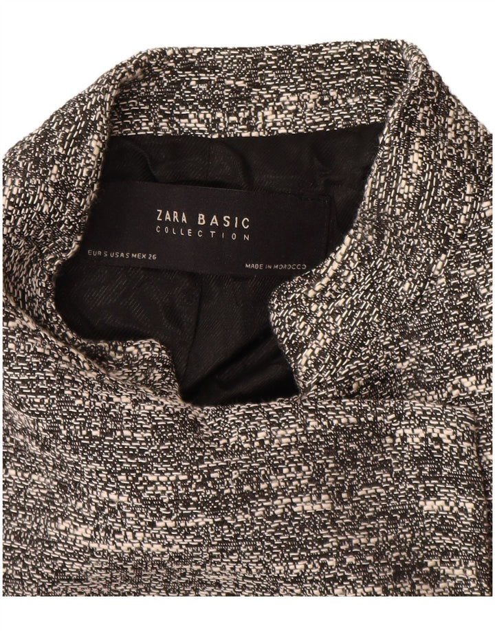 Zara Womens Open Overcoat UK 10 Small Grey Flecked Cotton