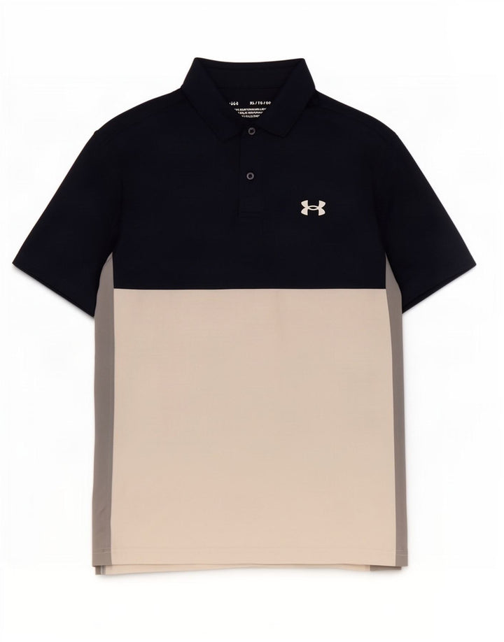 Under Armour Mens Polo Shirt XL Navy Blue Colourblock Elastane