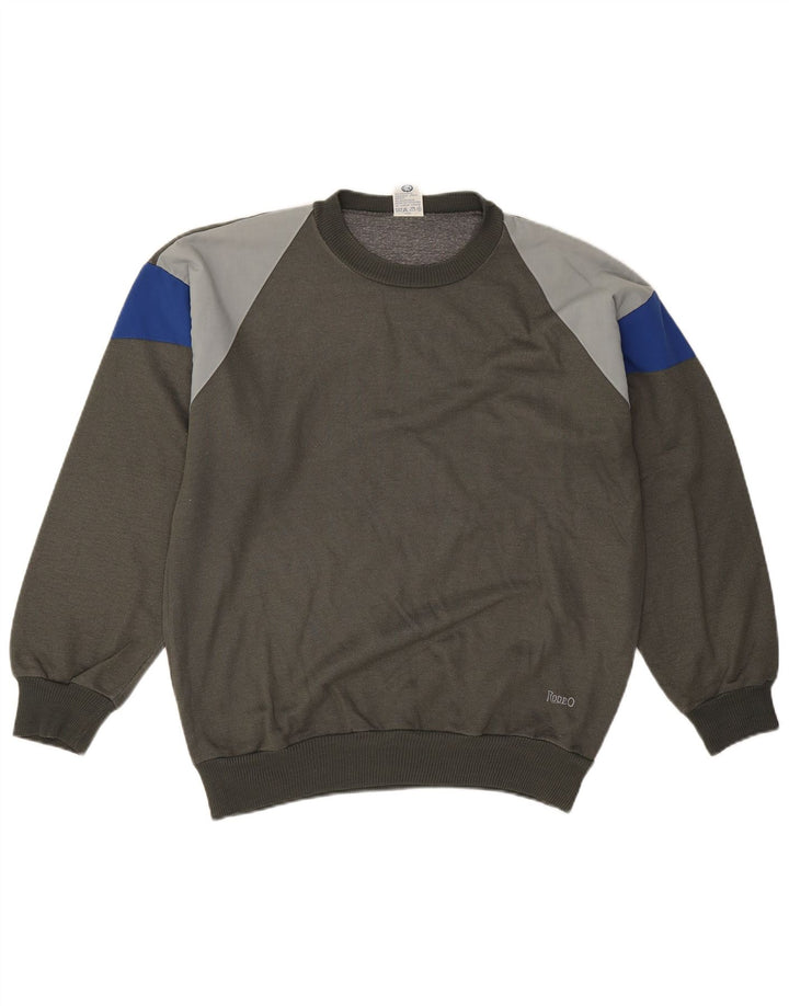 Rodeo Mens Sweatshirt Jumper IT 50 Medium Khaki Colourblock Polyacrylic