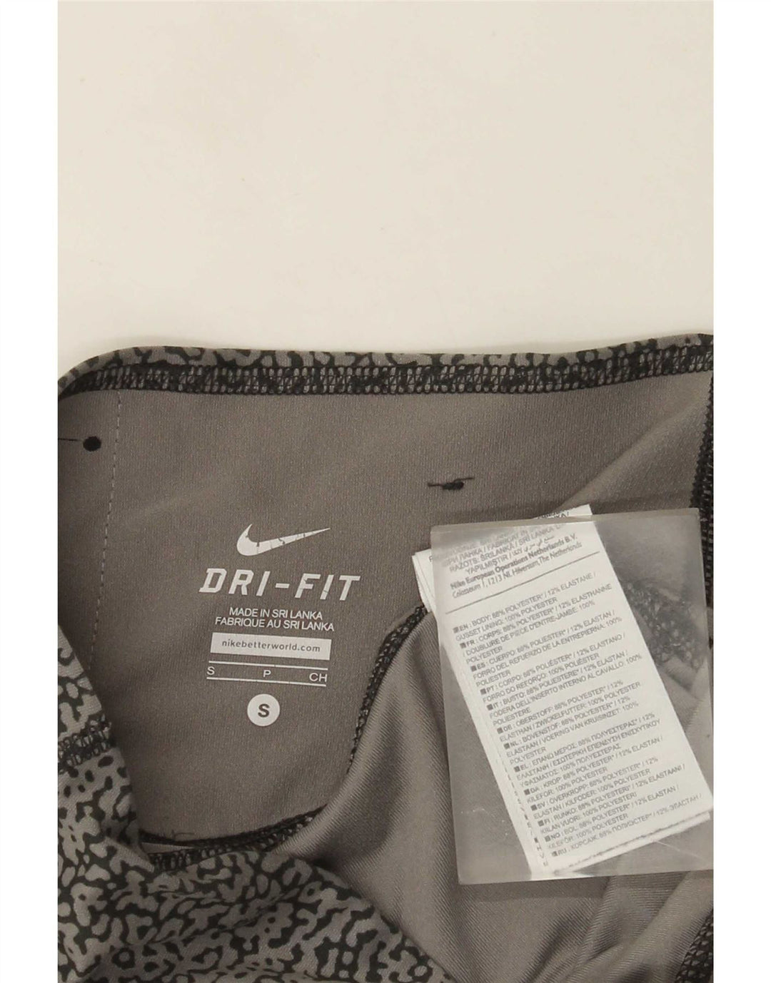 Nike Womens Dri Fit Abstract Pattern Capri Leggings UK 10 Small Grey