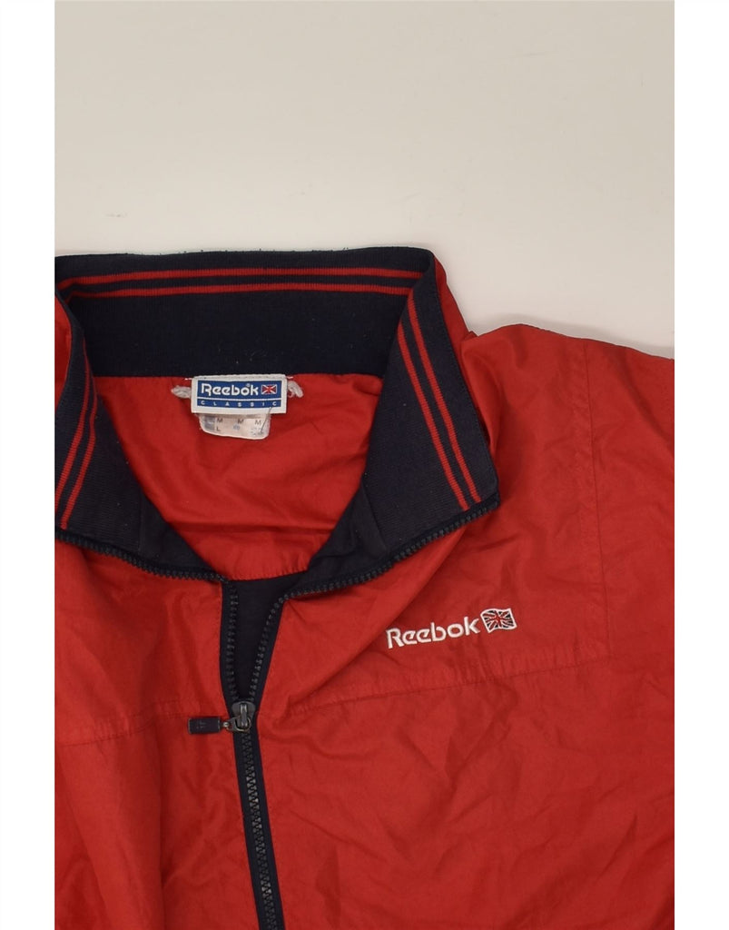 REEBOK Mens Graphic Bomber Jacket UK 38 Medium Red Polyester | Vintage Reebok | Thrift | Second-Hand Reebok | Used Clothing | Messina Hembry 