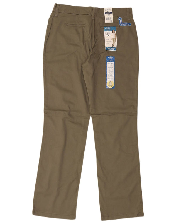 Lee Womens Riders Straight Casual Trousers US 14 XL W35 L35 Khaki Cotton