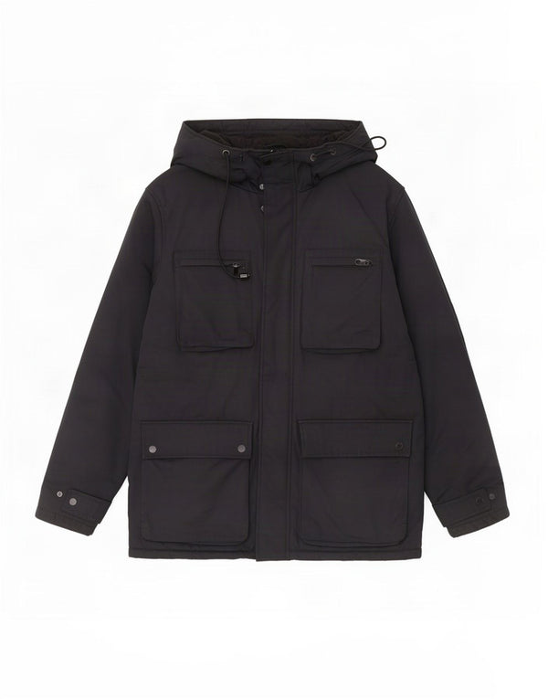 Marks & Spencer Mens Hooded Utility Jacket UK 40 Large Black Polyester