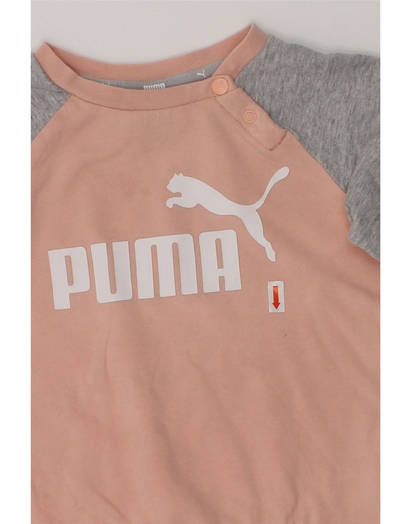 PUMA Baby Girls Graphic Sweatshirt Jumper 12-18 Months Beige Colourblock | Vintage Puma | Thrift | Second-Hand Puma | Used Clothing | Messina Hembry 