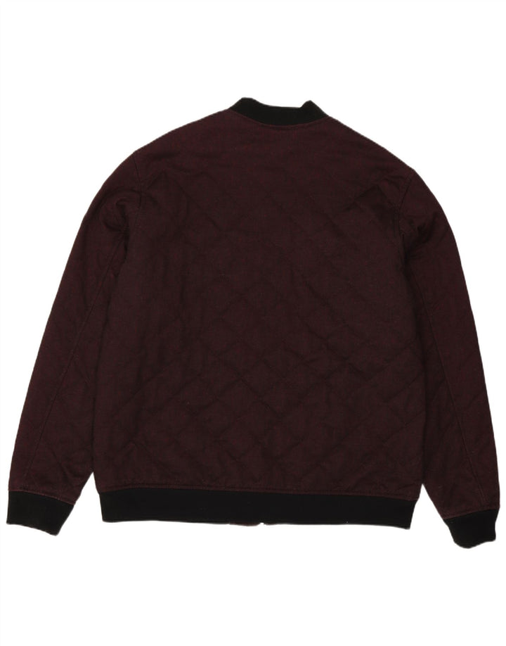 Zara Mens Quilted Bomber Jacket UK 44 2XL Burgundy