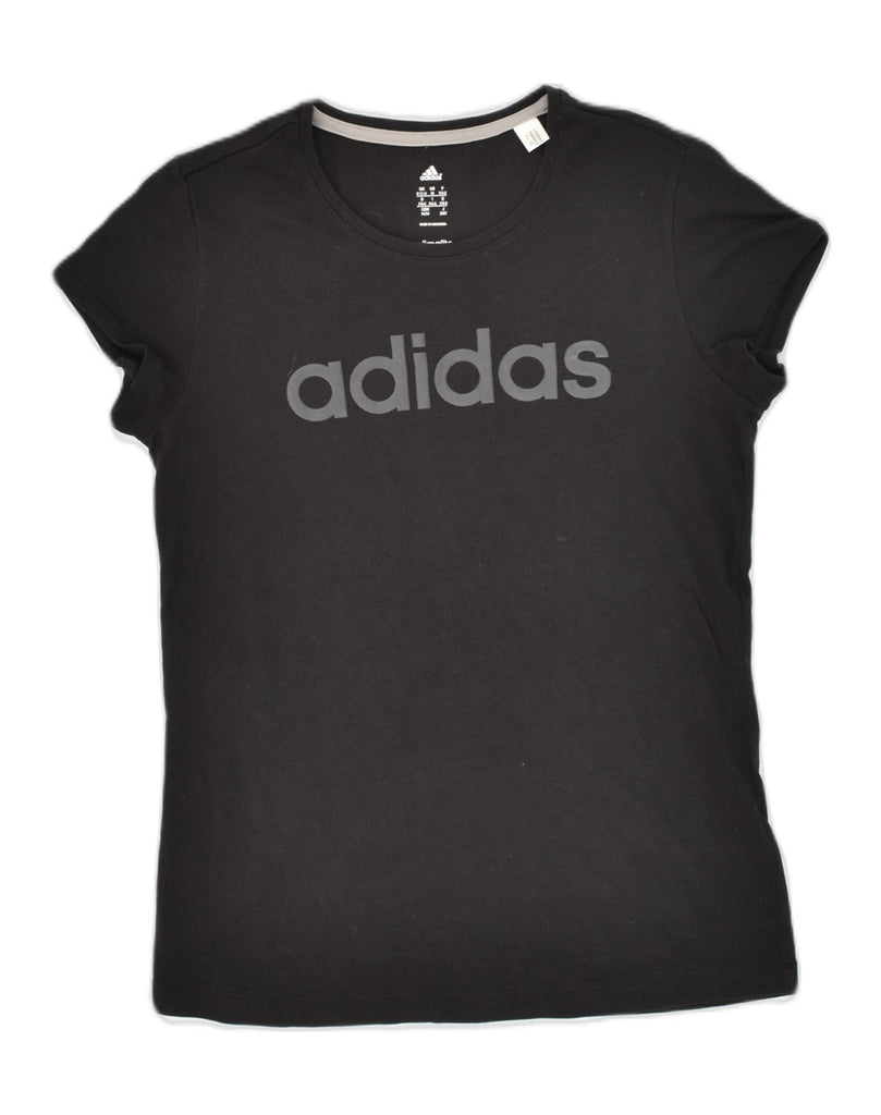 ADIDAS Womens Graphic T-Shirt Top UK 12- 14 Large Black Cotton | Vintage Adidas | Thrift | Second-Hand Adidas | Used Clothing | Messina Hembry 