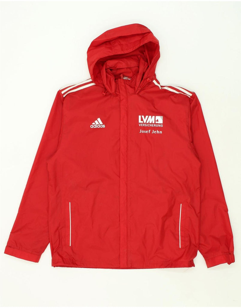 ADIDAS Mens Graphic Hooded Rain Jacket UK 44/46 Large Red Polyester | Vintage Adidas | Thrift | Second-Hand Adidas | Used Clothing | Messina Hembry 