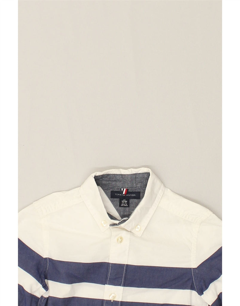 TOMMY HILFIGER Boys Shirt 4-5 Years XS White Colourblock Cotton | Vintage Tommy Hilfiger | Thrift | Second-Hand Tommy Hilfiger | Used Clothing | Messina Hembry 