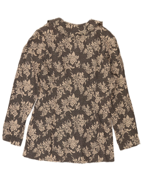 VINTAGE Womens 3 Button Blazer Jacket UK 10 Small Black Floral