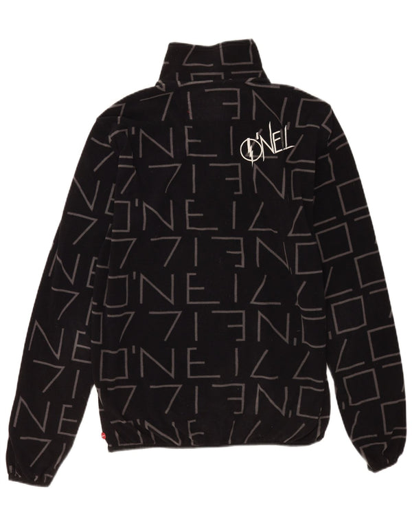 O'Neill Mens Graphic Zip Neck Fleece Jumper Large Black Polyester